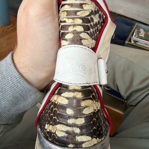 Christian Louboutin Black and Cream Patterned Sneakers